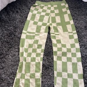 Paloma wool checkered green elastic pants / size L